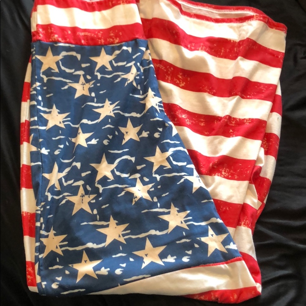 American flag wide bottom pants